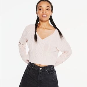 Aeropostale cropped light pink sweater size: s